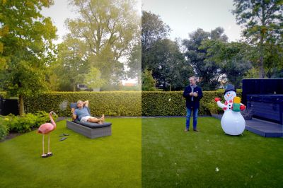 Artificial grass that changes colors with the seasons